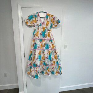 Marié by Victoria Dunn XL Block Print Maxi Dress • Bright Boho Cotton